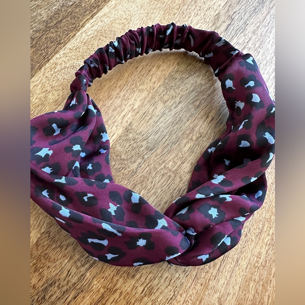Stylish Burgundy Leopard Print Headband